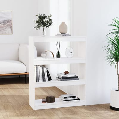 vidaXL - Boekenkast/kamerscherm - 80x30x103,5 - cm - massief - grenenhout - wit