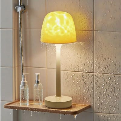 GELLDG Waterdichte SPA-douchelamp - Badkamerprojectorlamp - met 16 kleuren noorderlichtpatronen - 6000 mAh - Waterdichte LED-tafellamp - met aanraakbediening en afstandsbediening - Geschikt voor badkamer- en badverlichting