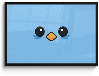Poster in lijst - Fotolijst 90x60 cm - Posters - Vogel - Blauw - Eenvoudig - Posterlijst zwart - Decoratie - Wanddecoratie woonkamer - Muurdecoratie slaapkamer