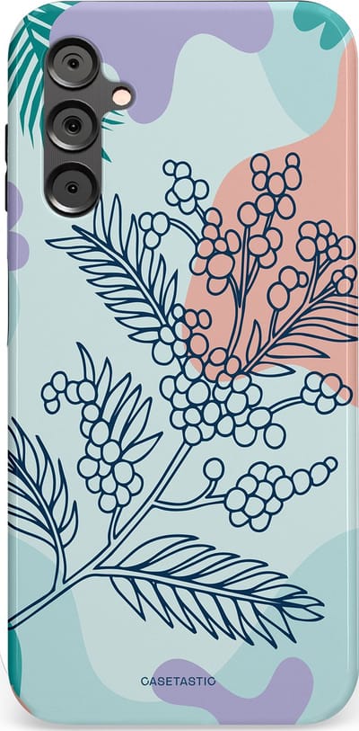 Casetastic Hoesje Geschikt voor Samsung A14 (5G/4G) - Stijlvolle Beschermende Duo-layer Case - Aquarel Bladeren
