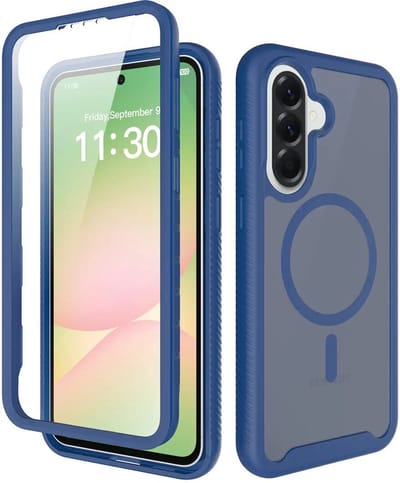 Hoesje met Ingebouwde Screenprotector Geschikt voor Samsung Galaxy A57 - Compatibel met MagSafe / Qi2 - Full Protect - Schokbestendige Beschermhoes - Case Matte Blauw