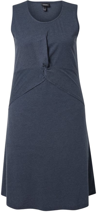 Ulla Popken - Dames - Jersey jurk gelaagde look A-lijn ronde hals mouwloos - Marine - Maat 42+