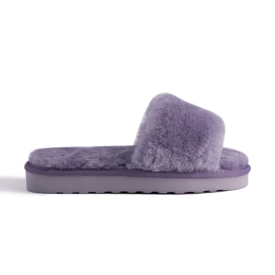 Aus Wooli Australia Womens Schapenvacht Fluff Slippers Paars