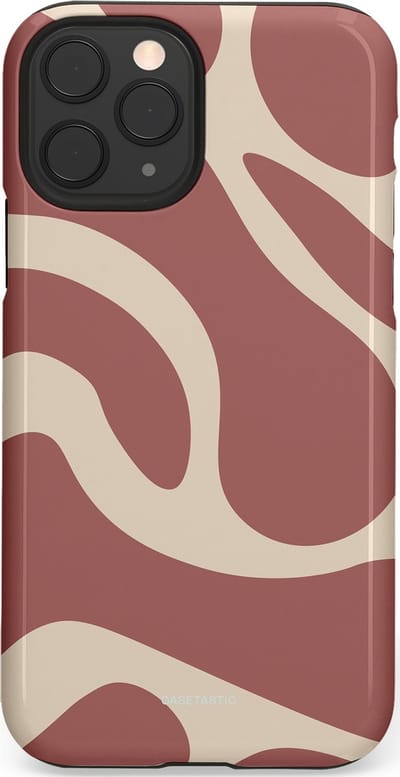 Casetastic Hoesje Geschikt voor Apple iPhone 11 Pro - Stijlvolle Beschermende Duo-layer Case - Terracotta Mediterranee Golven