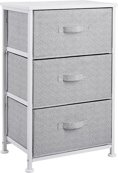 Famanu - Stoffen opbergkast met 3 laden, compact kledingopbergsysteem, wit