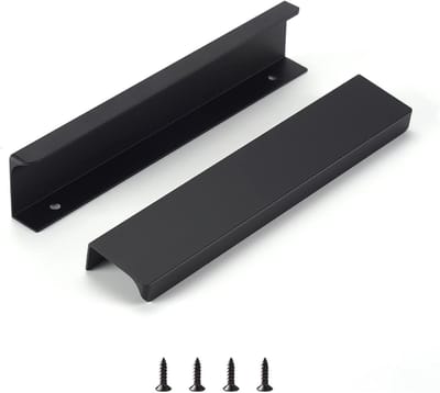 Set van 10 Versteekte Deurgrepen voor Keukenkasten - Moderne Aluminium Handgrepen voor Lades en Kasten - Zwart, Totale Lengte 150mm