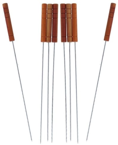 Gerimport Barbecue spiezen - BBQ vleespennen - 16x stuks - houten handvat - metaal - 32 cm
