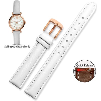 Echt lederen horlogeband voor Casio Citizen Fossil Effen horlogeband Folli Damesarmband Blauw Roze Bruin 14mm 16mm 18mm 20mm 16mm white