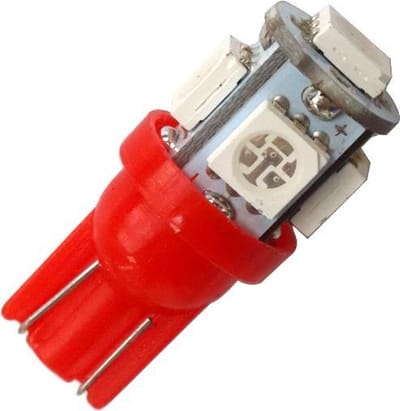 T10 - ROOD - 5 LED - 12V - 5050 SMD