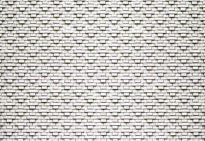 Fotobehang Brick Wall Black White | XL - 208cm x 146cm | 130g/m2 Vlies