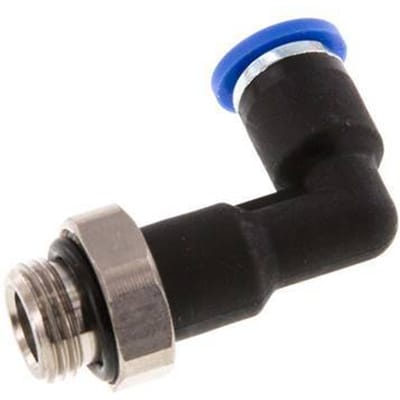 4mm x G1/8'' 90 graden L-verbinding Messing/PA 66 Insteekfitting buitendraad Lange Behuizing Draaibaar NBR [5 Stuks]