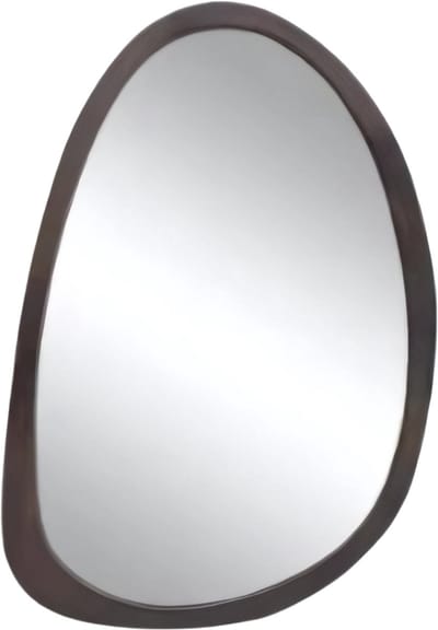 Wandspiegel Luxeus - Organisch - 50x70cm - Voor Woonkamer, Slaapkamer & Badkamer - Decoratieve - Walnoothouten Frame