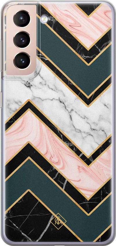 Casimoda® hoesje - Geschikt voor Samsung S21 Plus - Marmer Triangles - Backcover - Siliconen/TPU - Multi