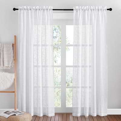 Dailygoods- Raamgordijnen Kant en Klaar - Vitragegordijnen - 2 Stuks - 140x220cm - Natuurlijke Linnenlook - Dubbele Roederdoorgangen - Vitrage