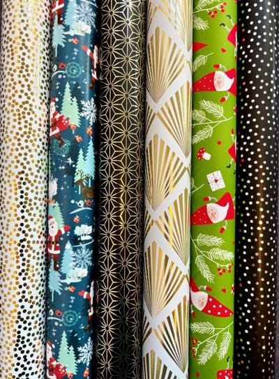 Cadeaupapier Kerstmis Feest 6 Luxe Rollen FSC Cadeaupapier – Inpakpapier- Breedte 70 cm - 2m lang