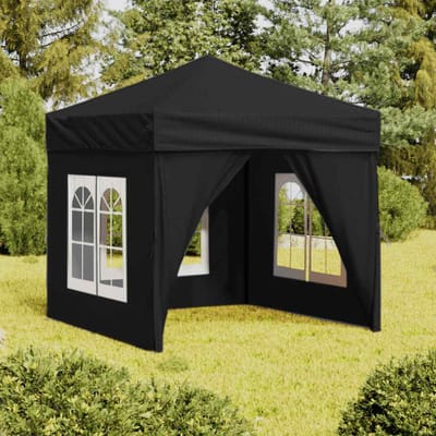 vidaXL - Partytent - inklapbaar - met - zijwanden - 2x2 - m - zwart