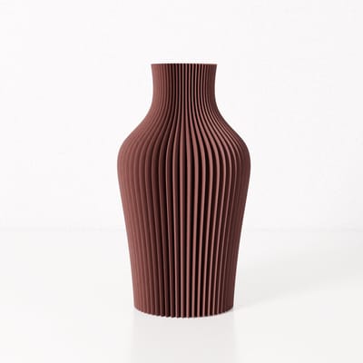 Fleuriek vaas LIV - Bordeaux rood H30 cm - Slanke siervaas met geplooid design - Moderne decoratie voor tafel of wandplank