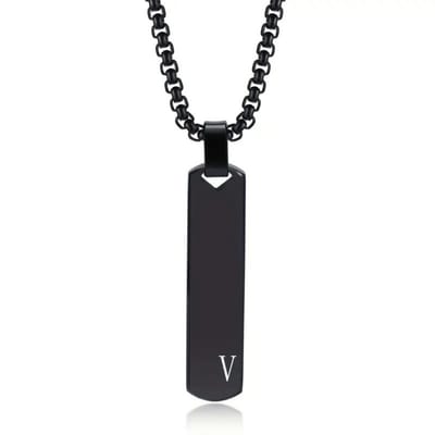 Livano Ketting - Heren - Staal - Nep zilver - Met Hanger - Zwart - V