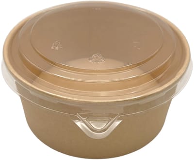 100 Stuks Kartonnen Saladebakjes met deksel - 1200 ml Kraft Salade bowl - pokébowl - saladebakken met deksel - 1200cc - bruin bakje - Ronde saladeschaal met deksel - 1200ml - lunchbox - rond bakje - bakje - bakjes met deksel - takeaway bakjes
