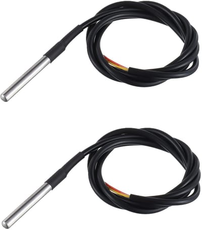 Temperatuursensor Set - Waterdichte Sonde - Meten Omgeving - Roestvrij Staal Pakket - 100cm Lengte - Zwart