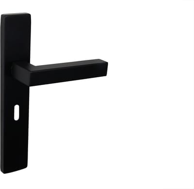 Lavuzo deurkruk Viterbo Zwart met rechthoekig schild SL56 | Per set | Industriele deurklink