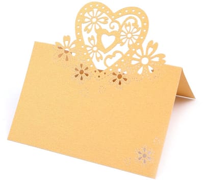 Dailygoods- Tafelnummer 20 Stuks - Hartvormig - Bruiloft Decoratie - Tafelkaarten - Gouden Hullen - Afmetingen 9 x 12 cm - Tafelkaart