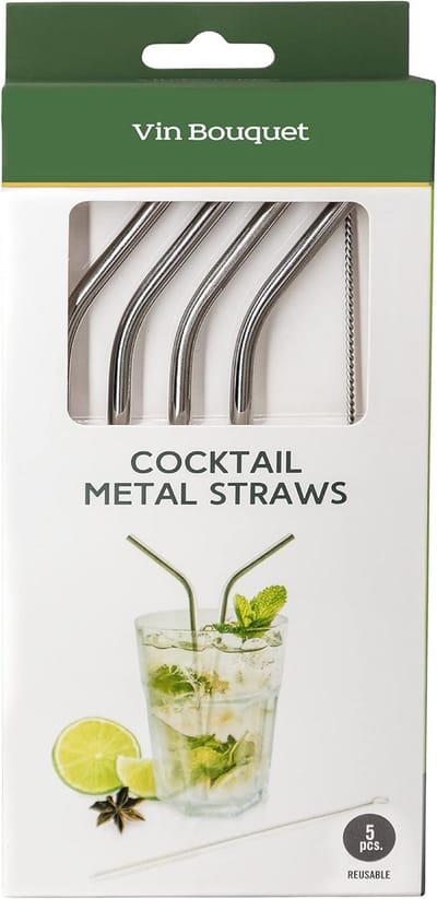 Set van 4 Herbruikbare Stalen Rietjes met Borstel - Milieuvriendelijk Drinkaccessoire