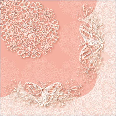 Napkin 33 Butterfly Lace Rose FSC Mix servetten