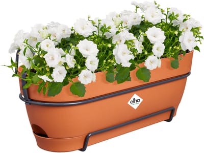 Elho Vibia Campana Balkonbak Allin1 50 - Plantenbak voor Balkon - Ø 50.4 x H 17.7 cm - Terra