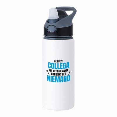 Hacebo® - Als deze collega waterfles met rietje zwart - Collega - een collega - werk - afscheidscadeau - verjaardagscadeau - kado - water fles - 650ML