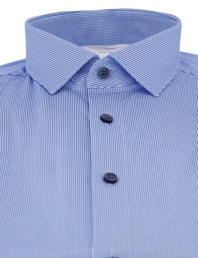 Olymp overhemd blauw body fit semi-wide collar