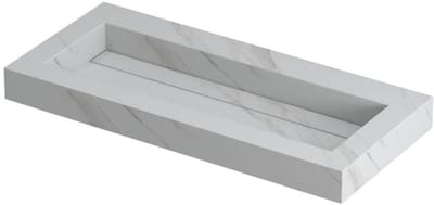 INK Pitch Wastafel Keramische Slab Centraal met Drain en Front en Side Skirts Zonder Kraangat - 1000x450x90 mm - Calacatta Mat