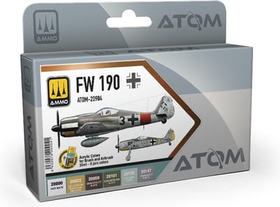 AMMO by Mig Jimenez Hobbyverf Acrylverf - MIG 20904 ATOM - Duitse WWII Focke-Wulf Fw 190 Kleuren - Acryl Set 6x20ml Verf set