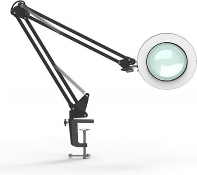 Lighted Magnifying Glass with 10X Magnification - 3 Color Modes - Dimmable Glass Lens - Ideal for Close Work Repair Reading Craft