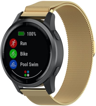 123watches milanese band - goud - 22mm - Geschikt voor Garmin Vivoactive 4 / Venu 2 & 3 / Forerunner 255 & 265 / Overige smartwatches met 22mm bandje