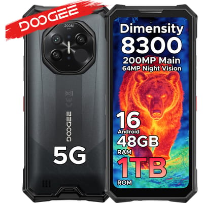 DOOGEE S300 Plus Thermische 5G Robuuste Telefoon Thermische Beeldvorming Dimensity 8300 6.78" 200MP AI Camera 48GB(12+36) RAM 1TB ROM 11000mAh Batterij Android 16 66W Snelladen Smartphone