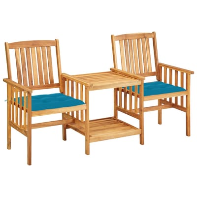vidaXL - Tuinstoelen - met - tafeltje - en - kussens - massief - acaciahout