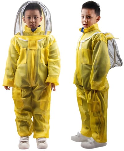 ZffXH Geventileerd bijenteeltpak, imkerkostuum voor kinderen, 150 cm, geventileerd bijenkweekpak voor kinderen, imkerkostuum met zelfdragende bescherming, capuchon met sluier