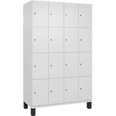 C+P Cambio lockerkast, 4 vakken, 16 vakken, op poten, B 1200 x D 525 x H 1980 mm, verkeerswit