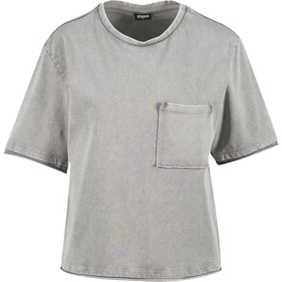 Urban Classics - Washed Jersey Boxy Dames Tshirt - XS - Grijs