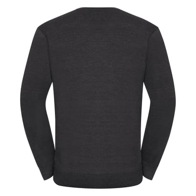 Russell Collection Heren Gebreid V Hals Sweatshirt (Houtskool mergel)