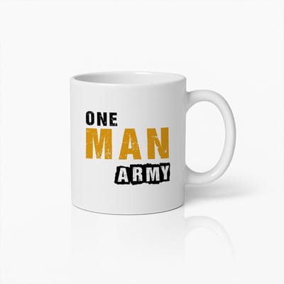 One Man Army Mok 330ml – Motiverende Quote Koffiebeker – Stoer & Uniek Cadeau voor Mannen