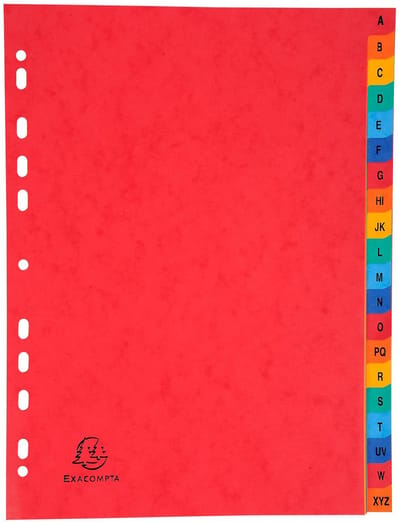 Exacompta Tabbladen A4 - A-Z alfabetisch - 20-delig - glanskarton 225 g - 11-gaats - assorti