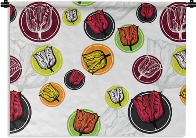 Wandkleed - Wanddoek - Tulp - Bloemen - Patronen - 60x45 cm - Wandtapijt