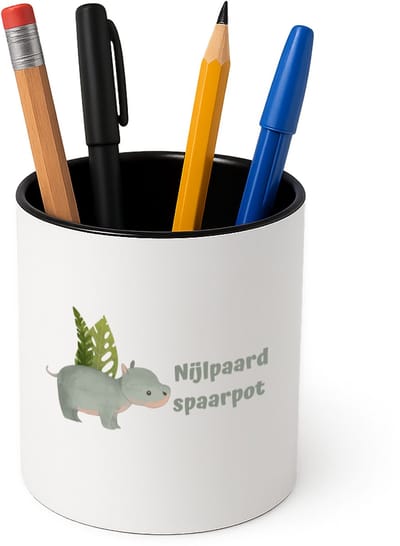 Hacebo® - Nijlpaard Pennenbakje - Nijlpaard - dieren liefhebbers - pennenhouder - leuke cadeau voor iemand die van houdt van nijlpaarden - verjaardagscadeau - kado - gift - Pennenbakje zwart