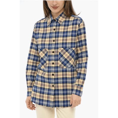 Dubbel borstzakje tartan ruit overhemd in multicolor