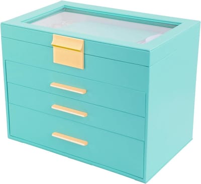 Juwelendoos 6 Lagen - Sieraden organizer - Sieraden opbergen - Multifunctionele indeling - Grote capaciteit - Turquoise