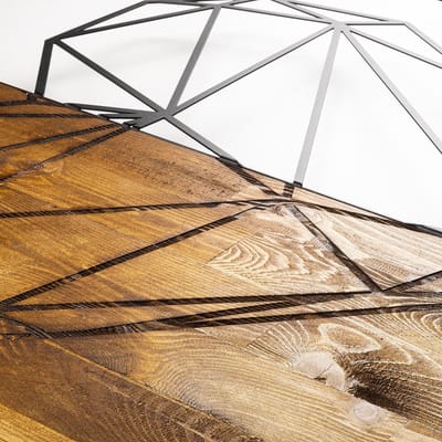 Asir - Decoratief houten wandaccessoire - Okkernoot & Zwart - 58 x 58 cm