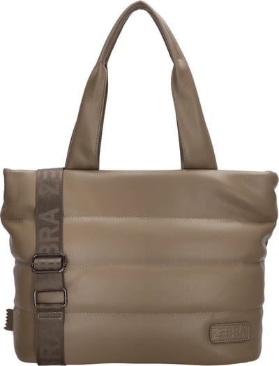 Zebra Trends Evie Shopper - Dames Handtas - Schoudertas - Crossbody Tas - Puffer Look - Verstelbare en Afneembare Band - Meerdere Vakken - Trendy en Compact - Tote Bag - Dames Tas - Taupe