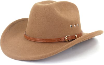 KZQ Cowboy Hoed Voor Vrouwen En Mannen Klassieke Vilt Hoed Met Brede Rand Western Fedora Voor Buitengebruik Met Instelbare Pasvorm